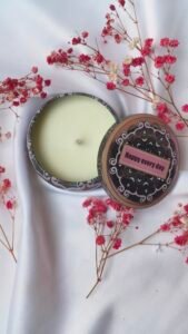 Mandala Candle - front view - handpoured vegan soy candle by Janki Candles