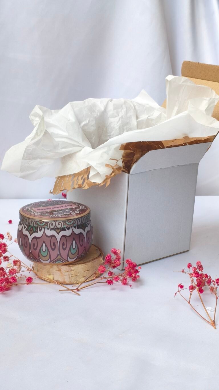 Mandala Candle - side view - handpoured vegan soy candle by Janki Candles