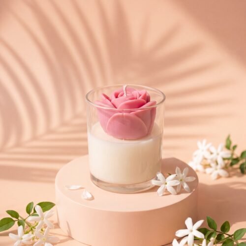Velvet Rose Jaśmin - front view - handpoured vegan soy candle by Janki Candles | Velvet Rose Jaśmin - widok z przodu - ręcznie lana wegańska świeca sojowa Janki Candles