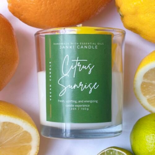Velvet Rose Lemon - front view - handpoured vegan soy candle by Janki Candles | Velvet Rose Cytryna - widok z przodu - ręcznie lana wegańska świeca sojowa Janki Candles