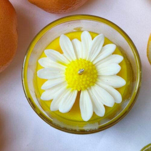 Jolly Jingle Lemon - front view - handpoured vegan soy candle by Janki Candles